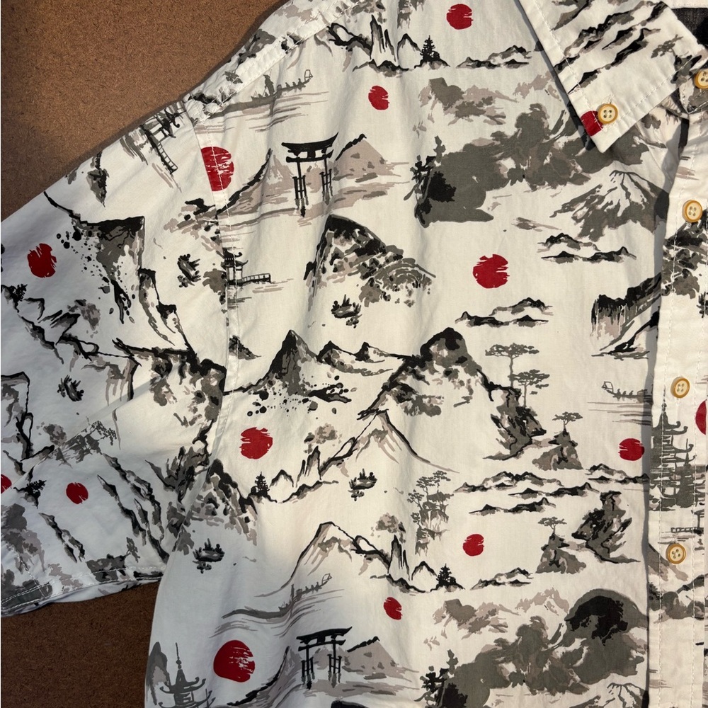 Scenic Print Casual Button Down Shirt